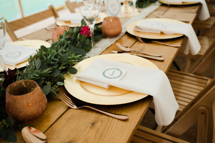 Red Gold Decor Tables Candelabras Outdoorsy Late Summer Marquee Wedding Ideas http://www.esmefletcher.com/