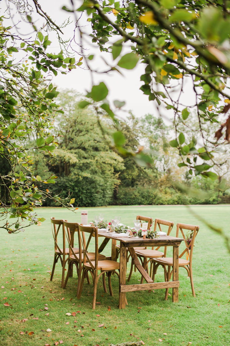 Table Scape Wooden Furniture Outdoorsy Late Summer Marquee Wedding Ideas http://www.esmefletcher.com/