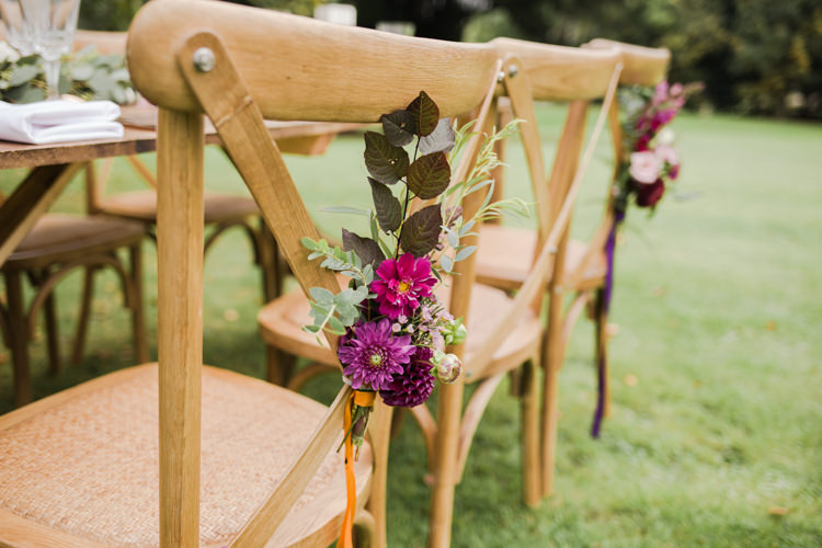 Chairs Flowers Decor Red Purple Plum Outdoorsy Late Summer Marquee Wedding Ideas http://www.esmefletcher.com/