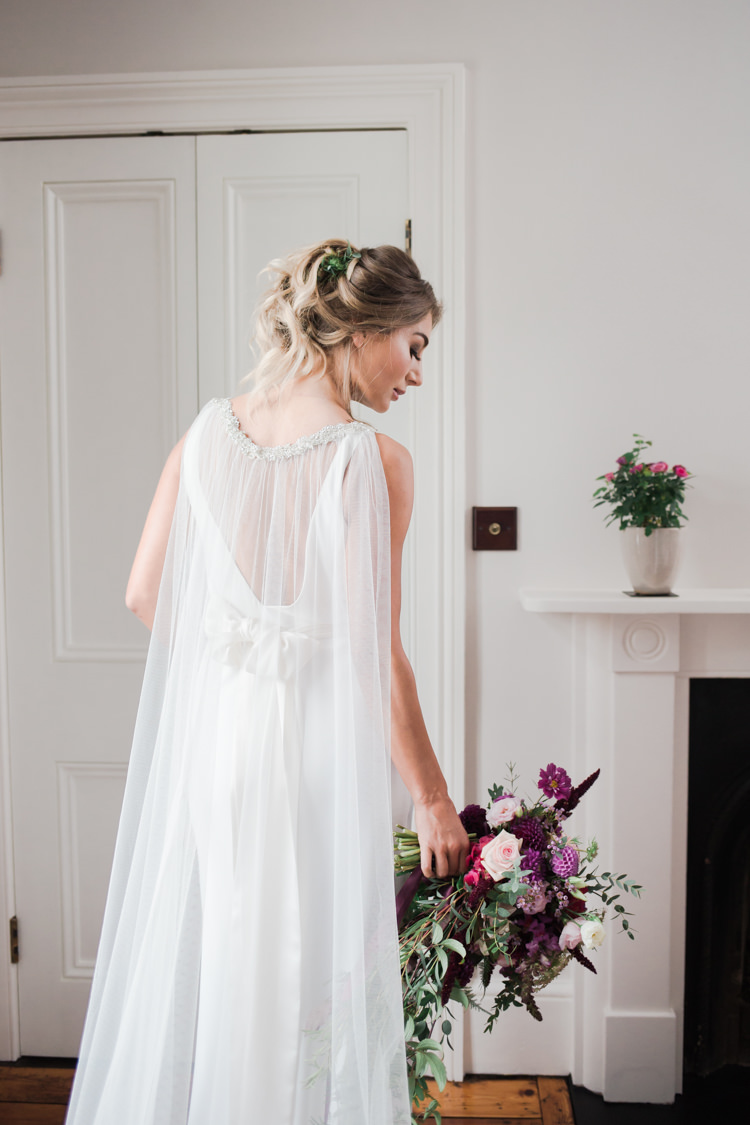 Cape Veil Dress Gown Bride Bridal Outdoorsy Late Summer Marquee Wedding Ideas http://www.esmefletcher.com/