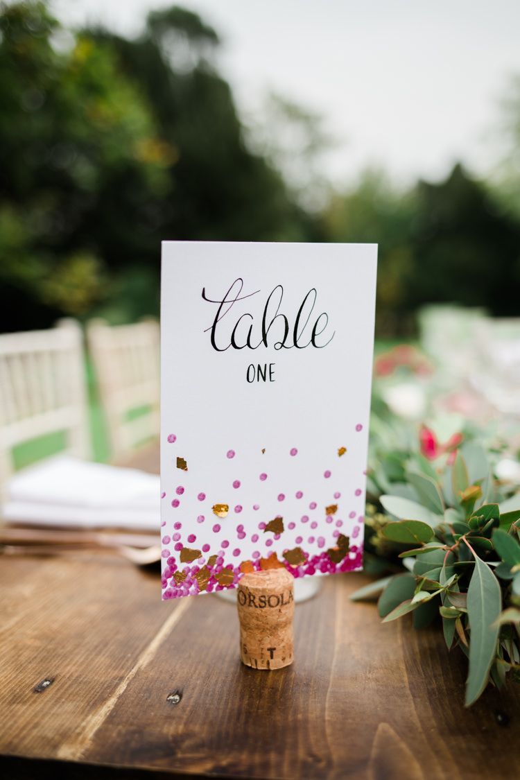 Glitter Gold Dots Table Name Stationery Outdoorsy Late Summer Marquee Wedding Ideas http://www.esmefletcher.com/