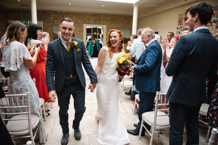 Groom Style Harris Tweed Three Piece Waistcoat Blue Mustard Bride Bridal Ghost Dress Gown Veil Silk Homemade Street Party Back Garden Wedding http://www.foxmoonphotography.com/