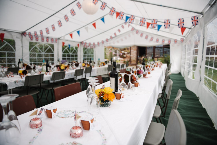 Wartime Union Jack Bunting Afternoon Tea Homemade Street Party Back Garden Wedding http://www.foxmoonphotography.com/