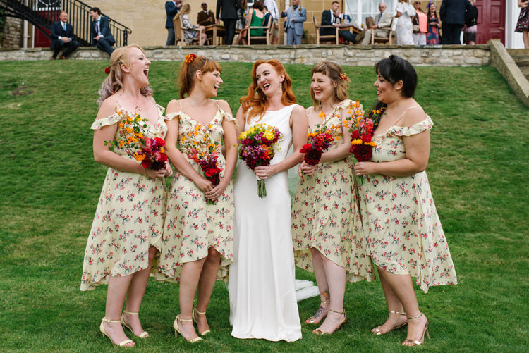 Bride Bridal Ghost Silk Dress Gown Bias New Look Bridesmaids Floral Drop Shoulder Colourful Homemade Street Party Back Garden Wedding http://www.foxmoonphotography.com/