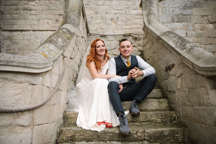 Groom Style Harris Tweed Three Piece Waistcoat Blue Mustard Bride Bridal Ghost Dress Gown Veil Silk Homemade Street Party Back Garden Wedding http://www.foxmoonphotography.com/