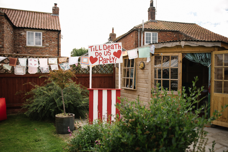 Photo Booth Til' Death Do Us Party Stripy Homemade Street Party Back Garden Wedding http://www.foxmoonphotography.com/
