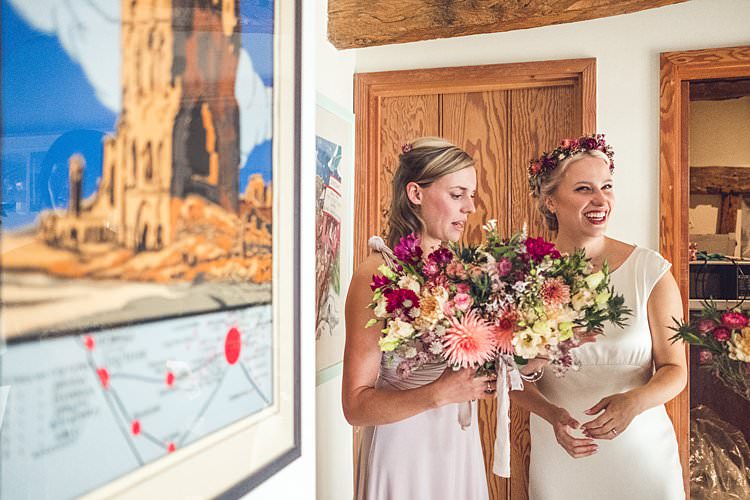 Bride Bridal Dress Gown Silk Ghost Bridesmaid Bouquet Flower Crown Floral Indie Back Garden Bespoke Party Wedding https://www.babbphoto.com/