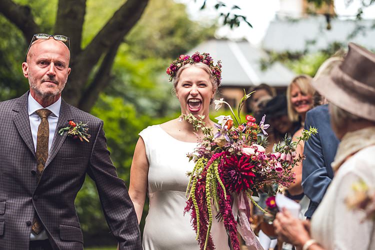 Bride Bridal Dress Gown Ghost Bias Flower Floral Crown Bouquet Ribbon Pink Indie Back Garden Bespoke Party Wedding https://www.babbphoto.com/