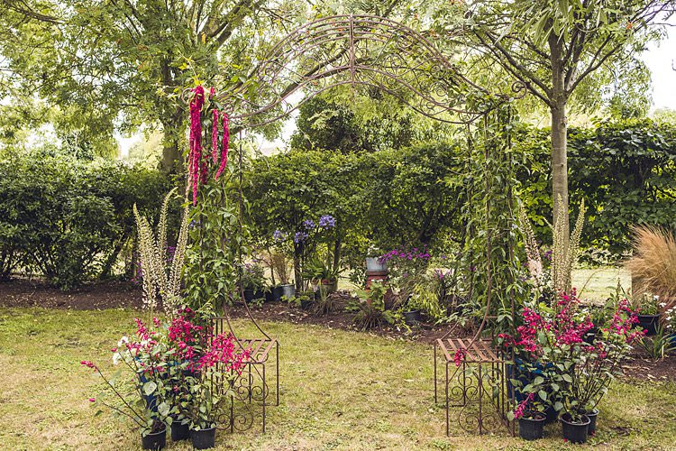 Outdoor Ceremony Structure Floral Flowers Indie Back Garden Bespoke Party Wedding https://www.babbphoto.com/