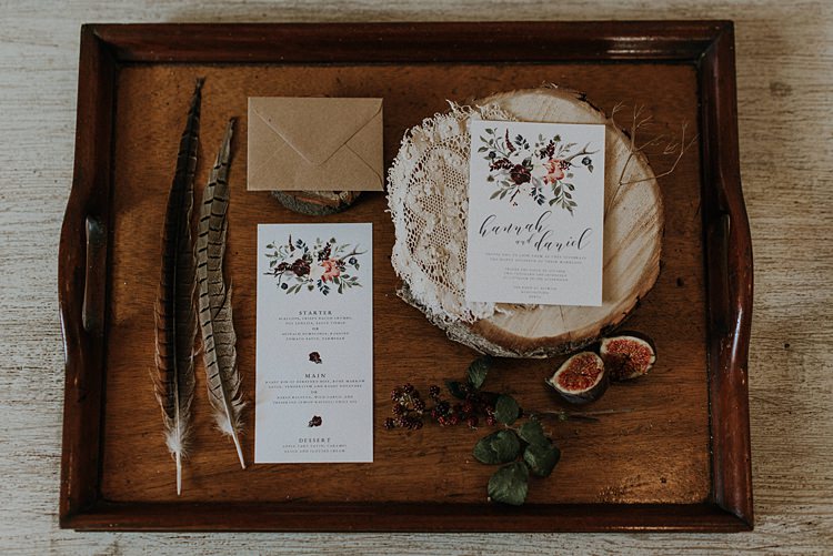 Stationery Invite Invitations Calligraphy Floral Banquets Bonfires Autumn Wedding Ideas https://lolarosephotography.com/
