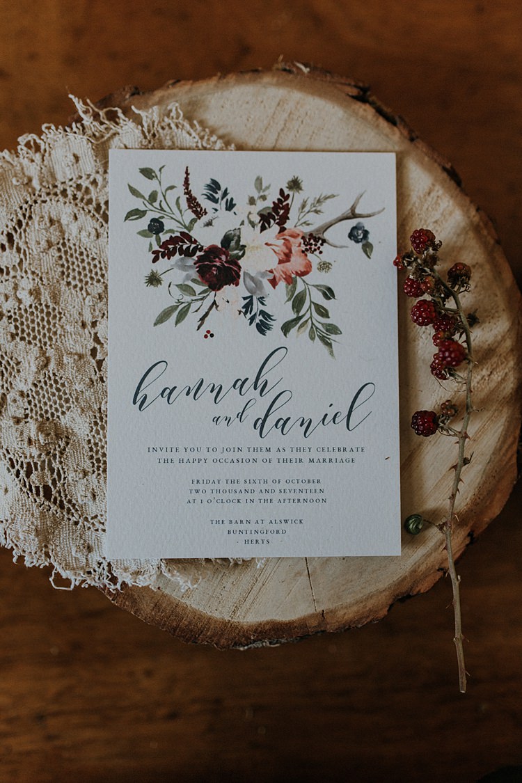 Stationery Invite Invitations Calligraphy Floral Banquets Bonfires Autumn Wedding Ideas https://lolarosephotography.com/