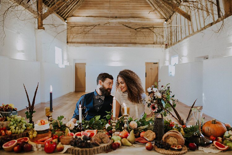 Table Tablescape Decoration Flowers Vegetables Fruit Pumpkins Candles Banquets Bonfires Autumn Wedding Ideas https://lolarosephotography.com/