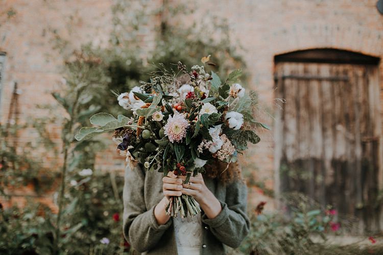 Bouquet Flowers Bride Bridal Ribbon Greenery Banquets Bonfires Autumn Wedding Ideas https://lolarosephotography.com/