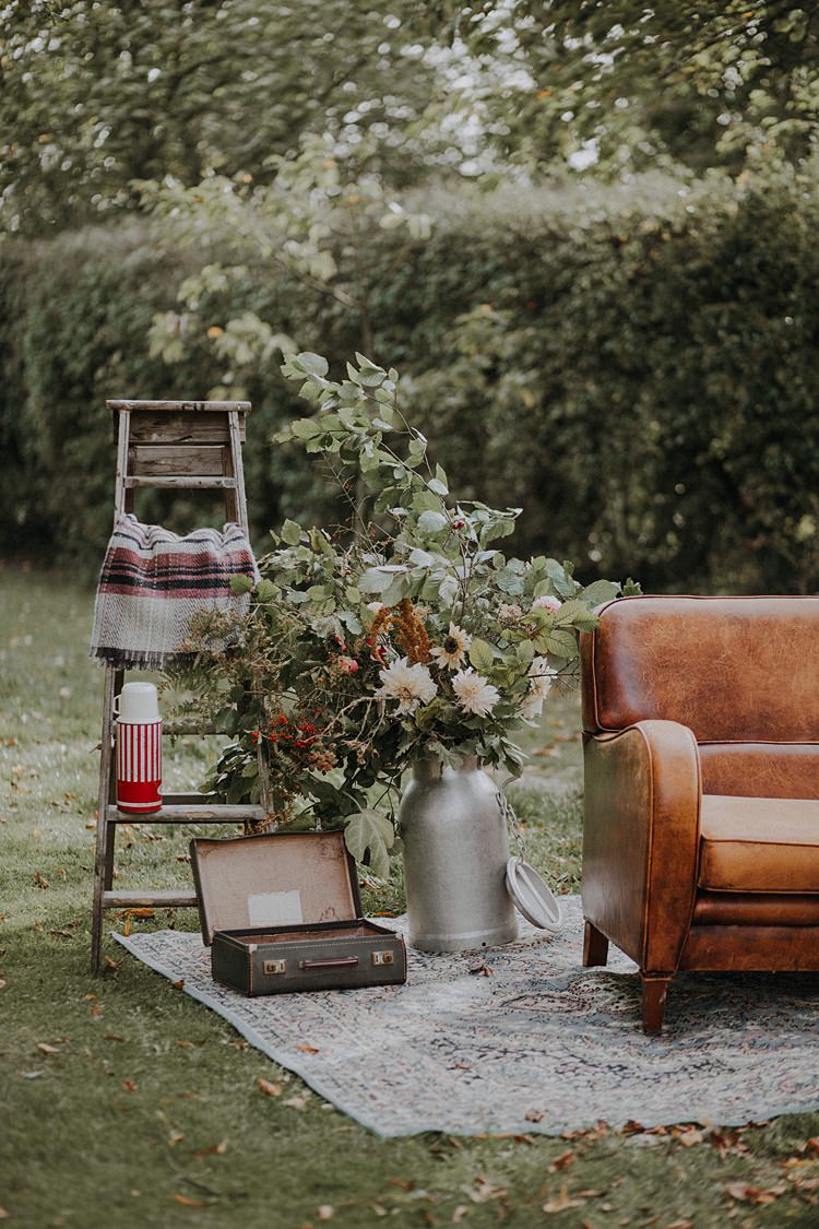 Ladder Decor Milk Churn Flowers Banquets Bonfires Autumn Wedding Ideas https://lolarosephotography.com/