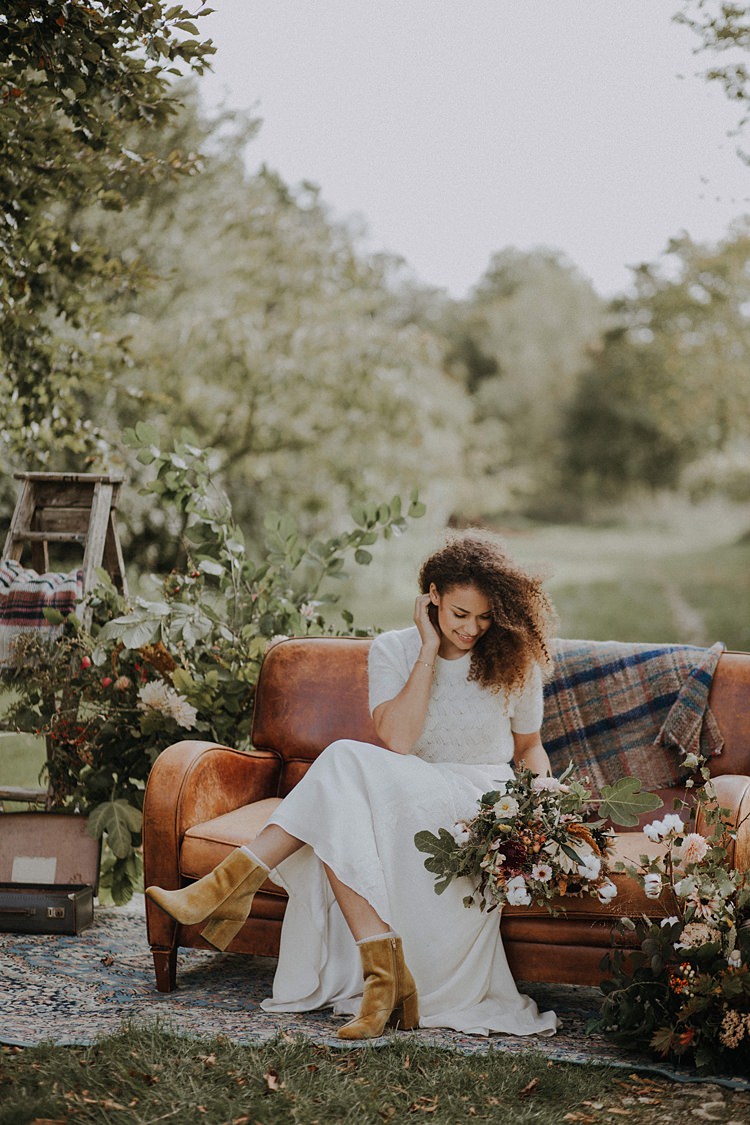 Mustard Block Heel Ankle Boots Bride Bridal Banquets Bonfires Autumn Wedding Ideas https://lolarosephotography.com/