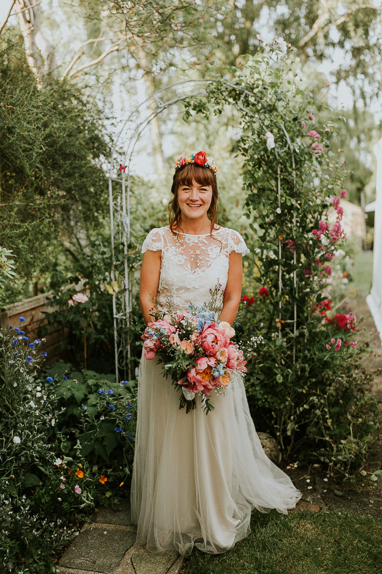 Iris Halfpenny London Lace Dress Gown Bride Bridal Bright Colourful DIY Back Garden Wedding http://jonnymp.com/