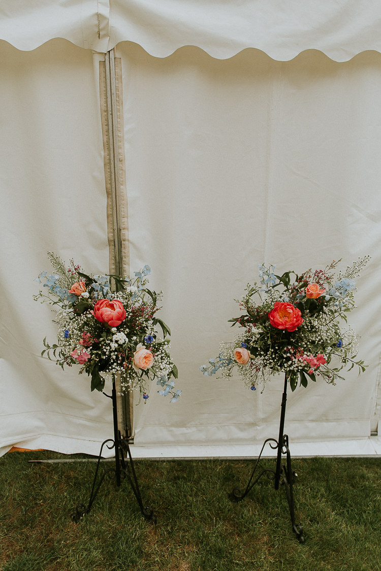 Flower Arrangements Coral Peonies Bright Colourful DIY Back Garden Wedding http://jonnymp.com/