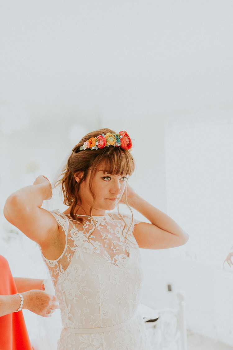 Flower Crown Bride Bridal Fringe Hair Veil Bright Colourful DIY Back Garden Wedding http://jonnymp.com/