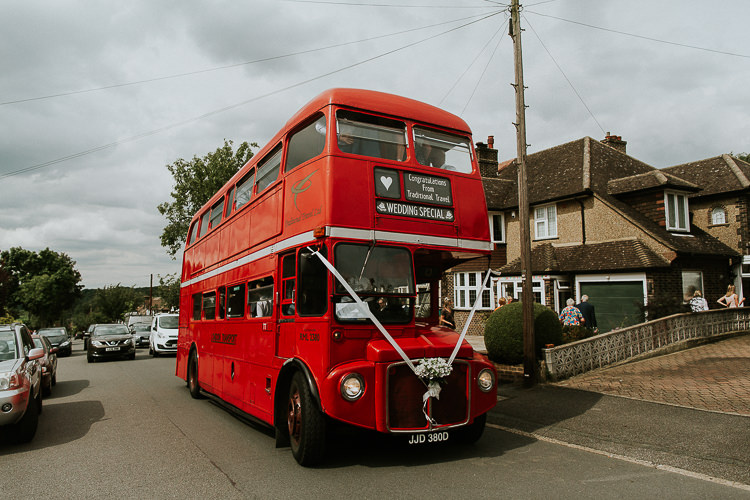 Double Decker Bus Transport Bright Colourful DIY Back Garden Wedding http://jonnymp.com/