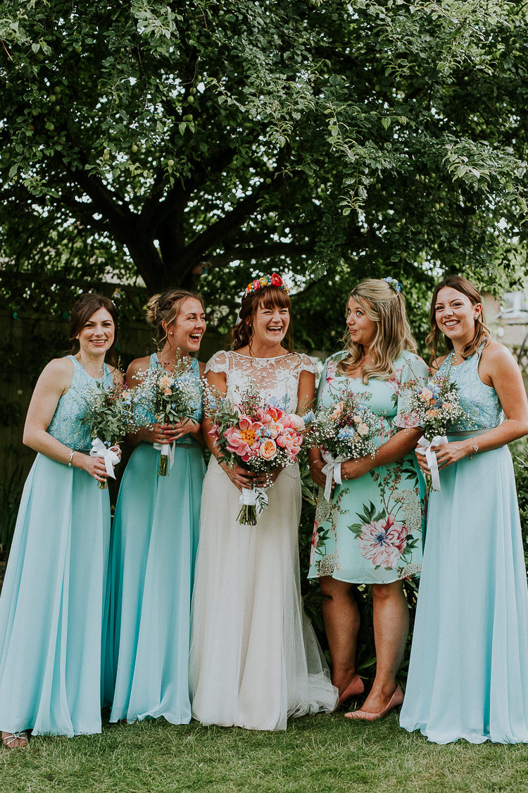 Aqua Blue Turquoise Bridesmaid Dresses Dress Bright Colourful DIY Back Garden Wedding http://jonnymp.com/