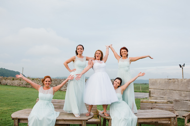 Bride Bridal Tea Length High Neck Lace Bespoke Dress Gown Bridesmaids Mint Green Relaxed Fun Beach DIY Wedding http://www.michellehuggleston.com/