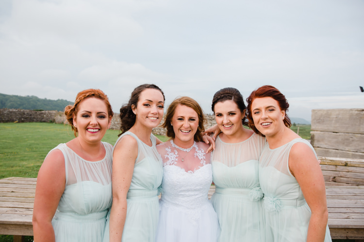 Bride Bridal Tea Length High Neck Lace Bespoke Dress Gown Min Green Bridesmaids Relaxed Fun Beach DIY Wedding http://www.michellehuggleston.com/