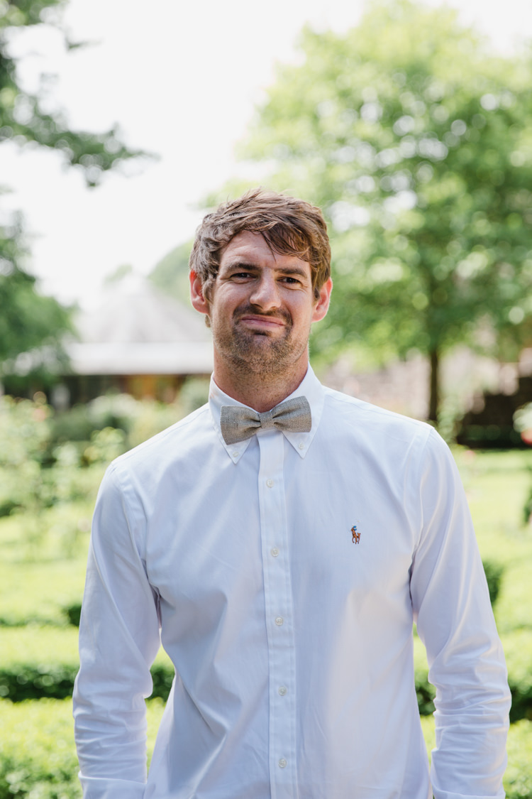 Groom Groomsmen Style Bow Tie White Shirt Relaxed Fun Beach DIY Wedding http://www.michellehuggleston.com/