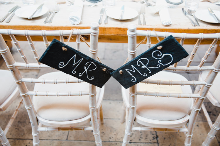 Slate Mr & Mrs Chair Sign Relaxed Fun Beach DIY Wedding http://www.michellehuggleston.com/