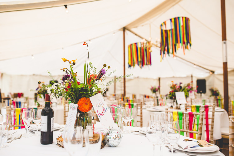 Ribbons Decor Marquee Chairs Chandeliers Rainbow Farm Creative Wedding http://www.livvy-hukins.co.uk/