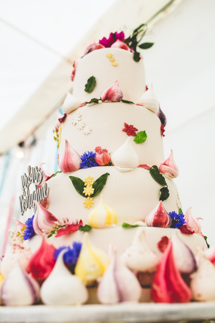 Meringue Flowers Cake Rainbow Farm Creative Wedding http://www.livvy-hukins.co.uk/