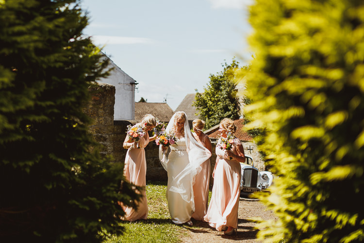 Bride Bridal Bridesmaids Pink Blush Sweetheart Dress Gown Veil Multicolour Bouquet Rural Clifftop Tipi Wedding https://www.njphotographic.co.uk/