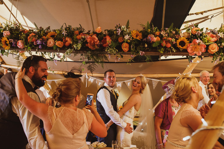 Floral Garland Runner Bunting Multicolour Colourful Rural Clifftop Tipi Wedding https://www.njphotographic.co.uk/