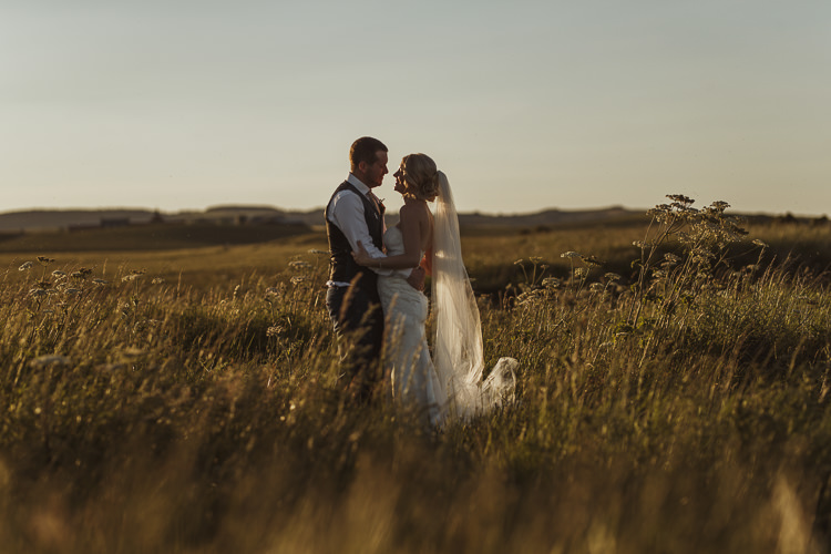 Bride Bridal Sweetheart Neckline Gown Dress Tweed Three Piece Waistcoat Groom Navy Veil Rural Clifftop Tipi Wedding https://www.njphotographic.co.uk/