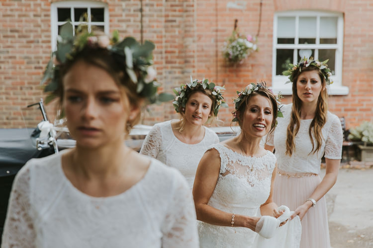 Flower Crowns Bride Bridesmaids Sperry Tent Marquee Farm Wedding http://www.paulunderhill.com/