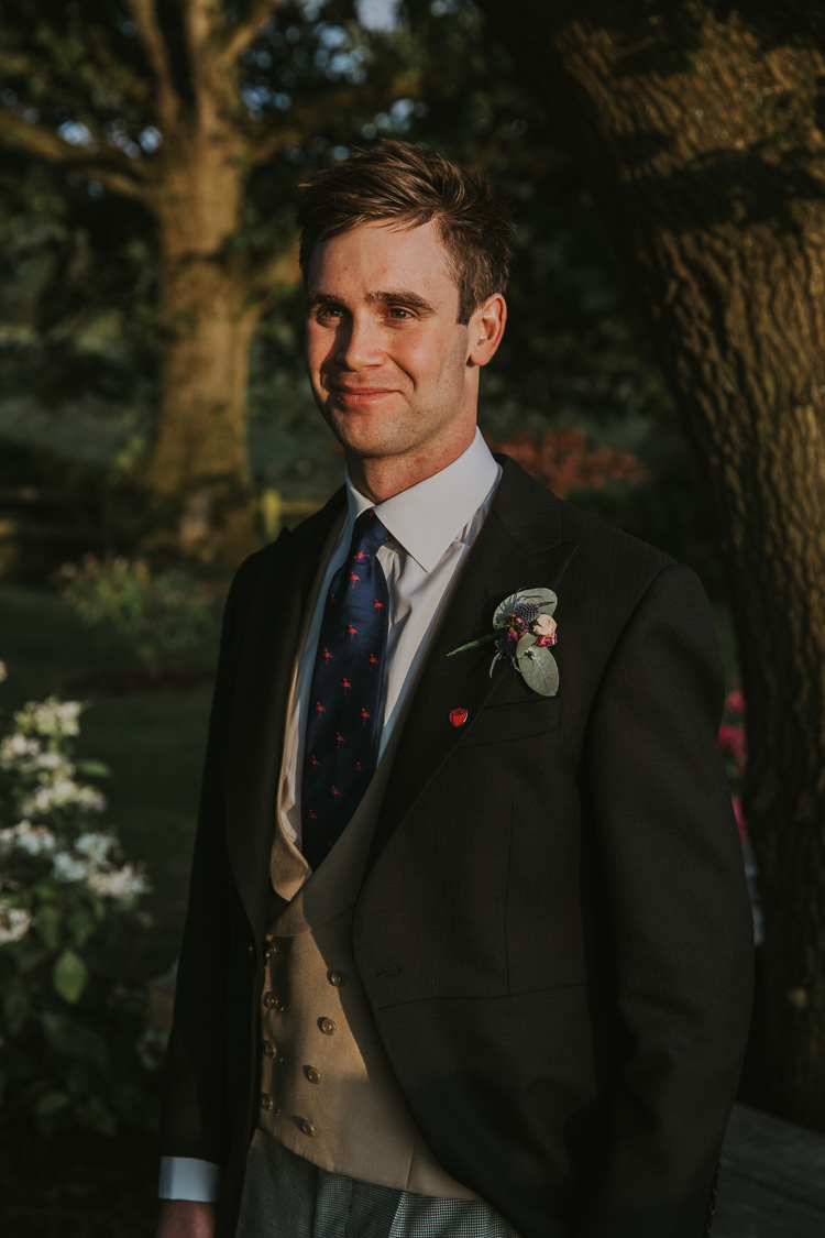 Morning Suit Groom Flamingo Tie Sperry Tent Marquee Farm Wedding http://www.paulunderhill.com/