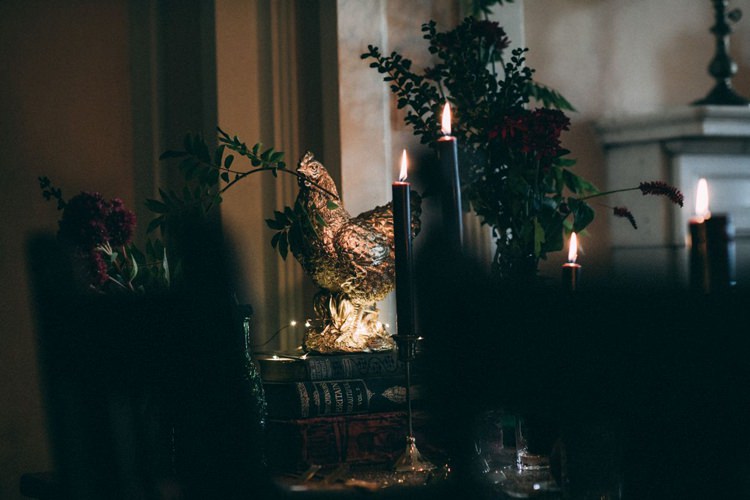 Dark Black Candles Candlesticks Gold Animal Opulent Eccentric Berry Gold Wedding https://mattaustinimages.co.uk/