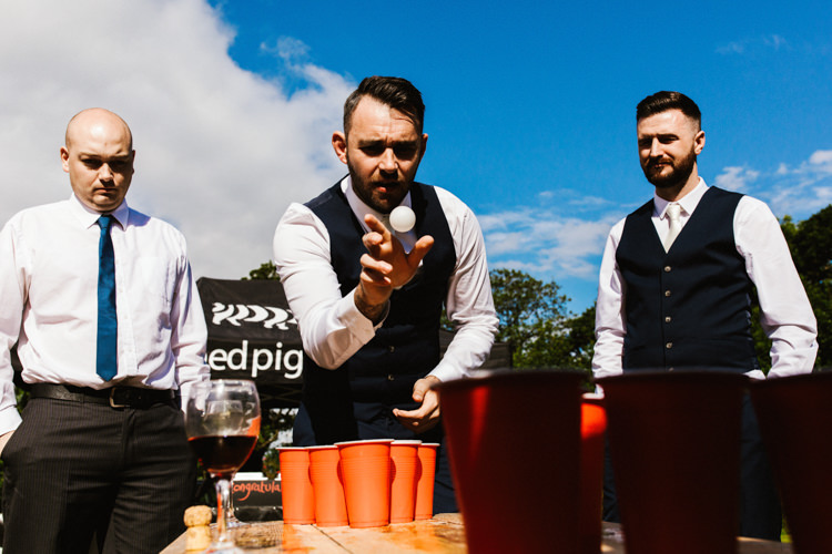 Beer Pong Fun Town Hall Countryside Gardens Cat Wedding http://www.allymphotography.com/