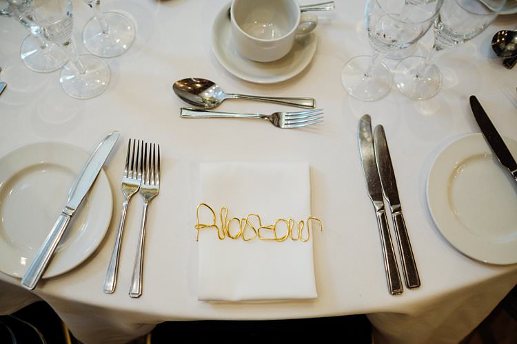 Gold Wire Place Name Setting Stylish Country House Rave Wedding http://www.mariannechua.com/