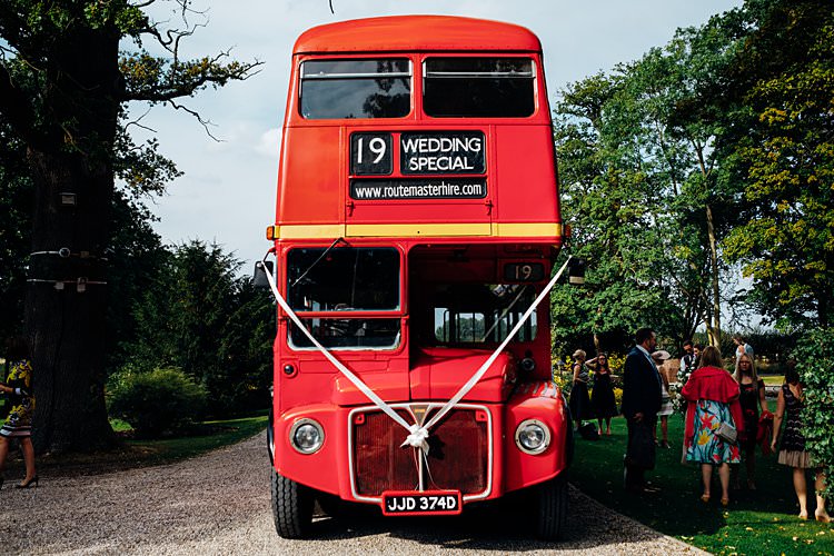 Red Double Decker Bus Stylish Country House Rave Wedding http://www.mariannechua.com/