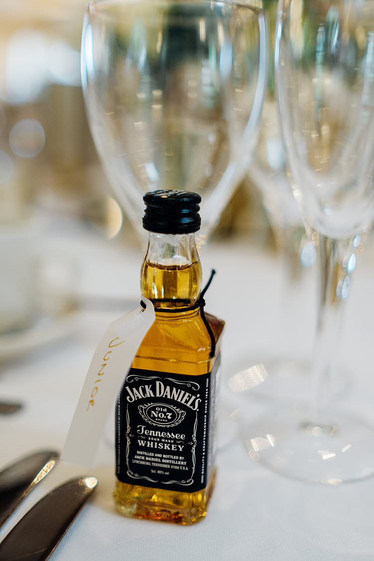 Jack Daniels Whiskey Favour Bottle Stylish Country House Rave Wedding http://www.mariannechua.com/