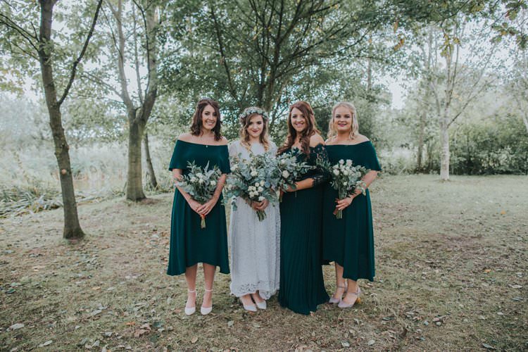 Bridesmaid Dresses Bardot Off Shoulder Whimsical Green Copper Rustic DIY Wedding http://www.brookrosephotography.co.uk/