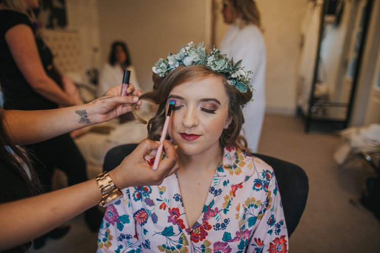 Make Up Flower Crown Bride Bridal Whimsical Green Copper Rustic DIY Wedding http://www.brookrosephotography.co.uk/