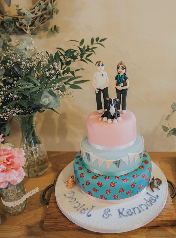 Floral Bunting Pastel Cake Whimsical Green Copper Rustic DIY Wedding http://www.brookrosephotography.co.uk/