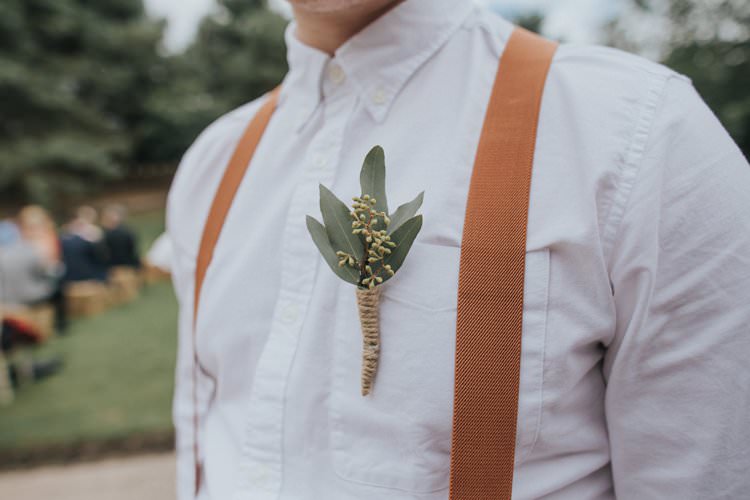 Greenery Foliage Buttonhole Twine Whimsical Green Copper Rustic DIY Wedding http://www.brookrosephotography.co.uk/