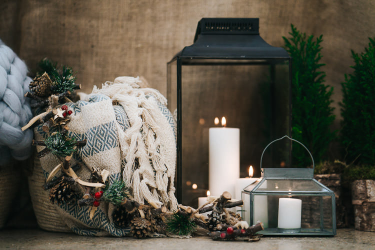 Candles Blankets Decor Red Green Winter Wonderland Wedding Ideas http://www.angelawardbrown.com/