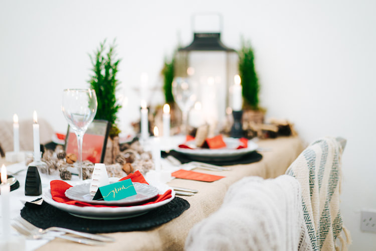 Tablescape Table Decoration Candles Red Green Winter Wonderland Wedding Ideas http://www.angelawardbrown.com/