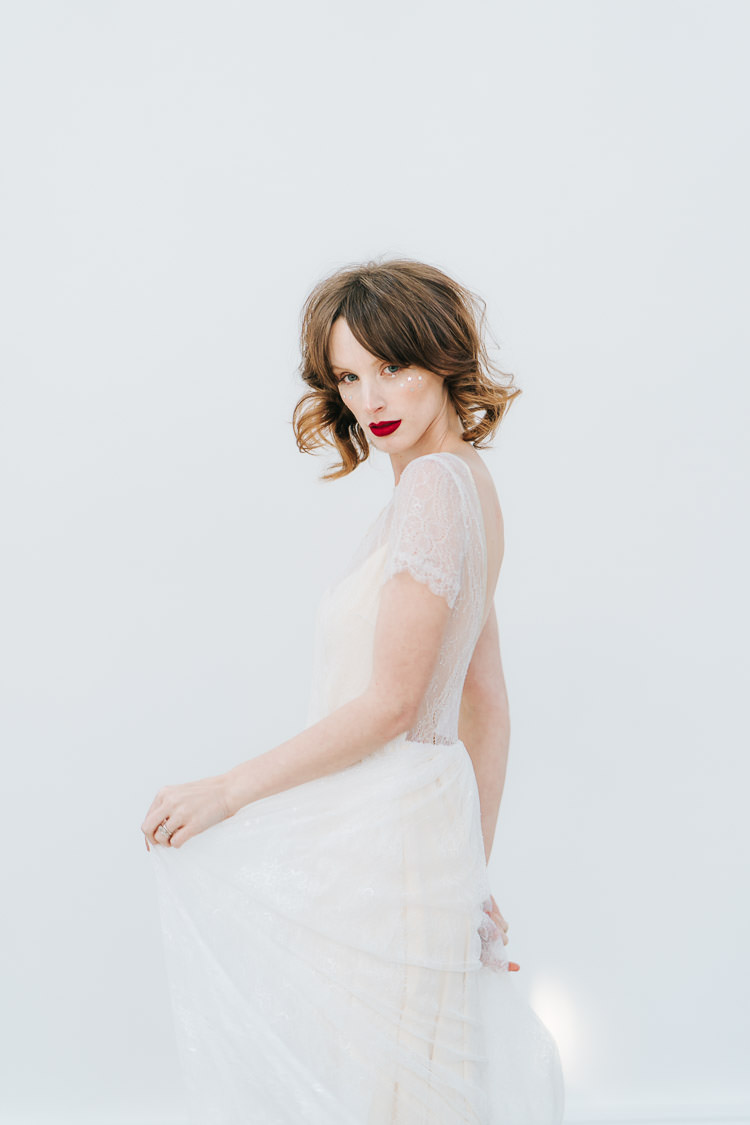 Lace Dress Bride Bridal Sleeve Red Green Winter Wonderland Wedding Ideas http://www.angelawardbrown.com/
