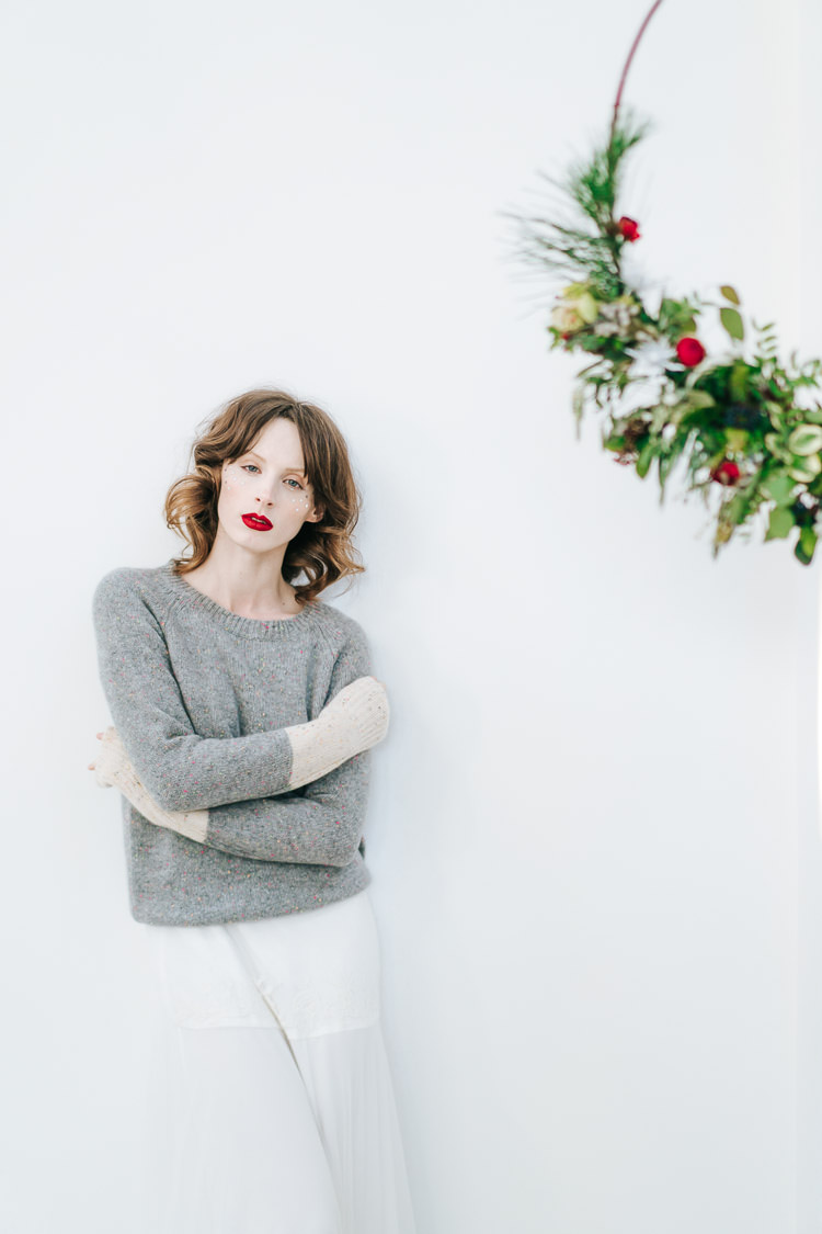 Knit Jumper Bride Bridal Red Green Winter Wonderland Wedding Ideas http://www.angelawardbrown.com/