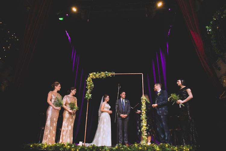 Botanical Gold Sequin Music Hall Wedding http://sashaweddings.co.uk/