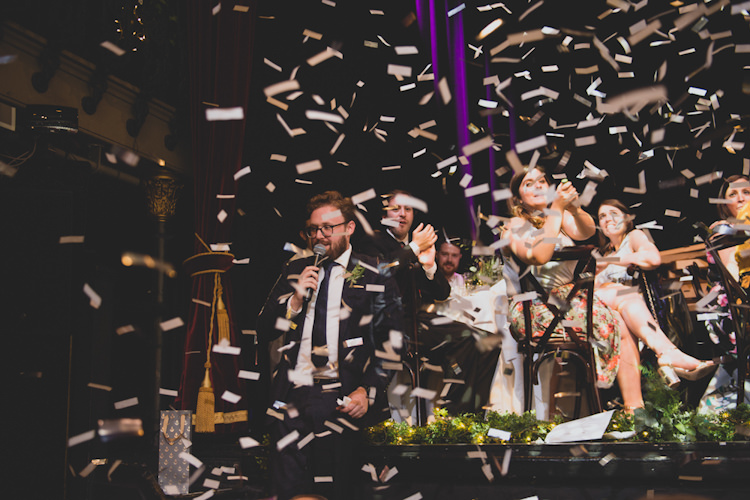Botanical Gold Sequin Music Hall Wedding http://sashaweddings.co.uk/